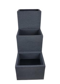 Preview: Kubus Treppentopf 59x60x27cm anthrazit Kunststoff